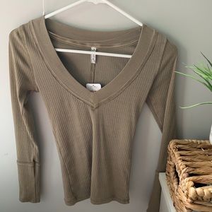 free people lilly ribbed layering top, size XS